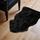 Homeroots 2' X 3' Black Shag Sheepskin Area Rug Black Genuine Sheepskin 293184