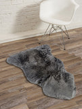 Homeroots Grey Animal Print Area Rug Grey Genuine Sheepskin 293187