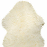 Homeroots 2' X 3' White Natural New Zealand Sheepskin Wool Area Rug Natural Genuine Sheepskin 293188