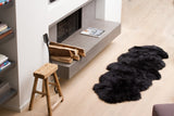 Homeroots Black Animal Print Area Rug Black Genuine Sheepskin 293189