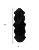 Homeroots Black Animal Print Area Rug Black Genuine Sheepskin 293189