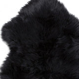 Homeroots Black Animal Print Area Rug Black Genuine Sheepskin 293189