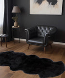 Homeroots Black Animal Print Area Rug Black Genuine Sheepskin 293189