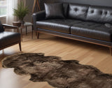 Homeroots Chocolate Animal Print Area Rug Chocolate Genuine Sheepskin 293190