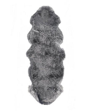 HomeRoots 6' Genuine Sheepskin Shag Area Rug with Modern Animal Print - Luxurious Comfort for Any Space Grey 293192