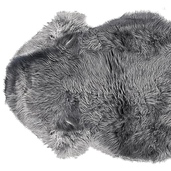 HomeRoots 6' Genuine Sheepskin Shag Area Rug with Modern Animal Print - Luxurious Comfort for Any Space Grey 293192
