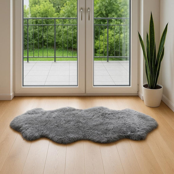 HomeRoots 6' Genuine Sheepskin Shag Area Rug with Modern Animal Print - Luxurious Comfort for Any Space Grey 293192
