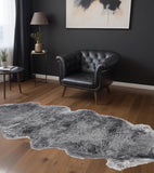 Homeroots Grey Animal Print Area Rug Grey Genuine Sheepskin 293192