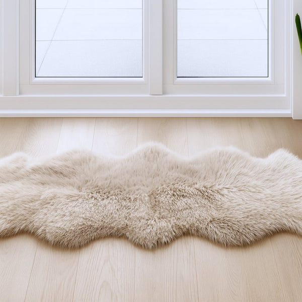 HomeRoots 6' Genuine Sheepskin Shag Area Rug with Modern Animal Print - Luxurious Comfort for Any Space Taupe 293194