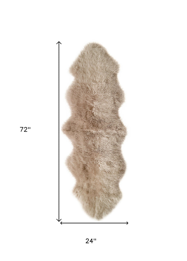 Homeroots Taupe Animal Print Area Rug Taupe Genuine Sheepskin 293194