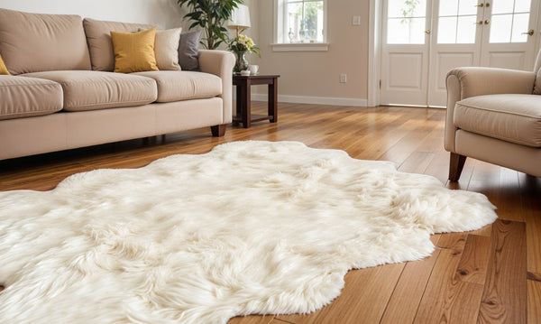 HomeRoots 6' X 8' Luxurious Handcrafted New Zealand Sheepskin Area Rug - Cozy, Unique, and Timeless Elegance 293195