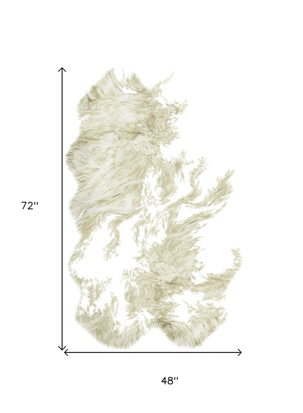 Homeroots 4' X 6' Natural Flokati Genuine Sheepskin Area Rug  Genuine Sheepskin 293196
