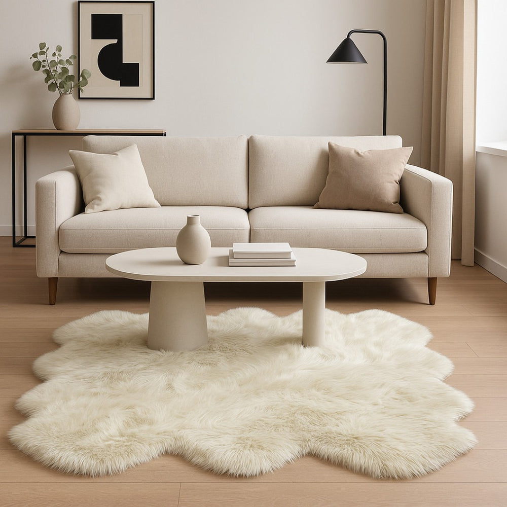 HomeRoots 6' Natural Sheepskin Non-Skid Area Rug - Handcrafted Luxury, Unique Design for Cozy Interiors 293197
