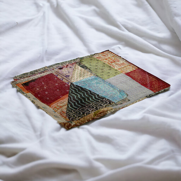 Homeroots 60" X 90" Blue Black And Brown Kantha Cotton Patchwork Throw Blanket With Embroidery  Cotton 293217