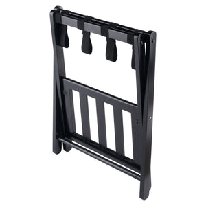 Winsome Wood Raya Luggage Rack With Shelf - Foldable Solid Wood Stand, Black, Ideal For Guest Rooms & Storage Black Solid Wood ,Nylon 29322-winsome-wood
