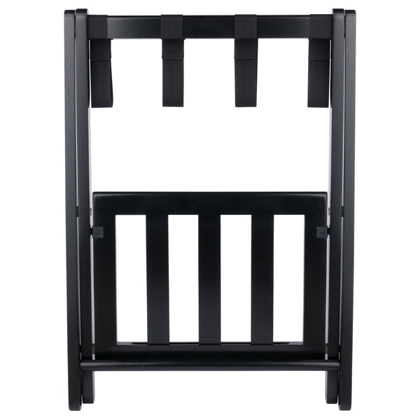 Winsome Wood Raya Luggage Rack With Shelf - Foldable Solid Wood Stand, Black, Ideal For Guest Rooms & Storage Black Solid Wood ,Nylon 29322-winsome-wood