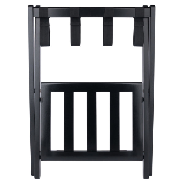 Winsome Wood Raya Luggage Rack With Shelf - Foldable Solid Wood Stand, Black, Ideal For Guest Rooms & Storage Black Solid Wood ,Nylon 29322-winsome-wood