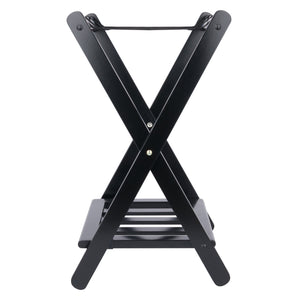 Winsome Wood Raya Luggage Rack With Shelf - Foldable Solid Wood Stand, Black, Ideal For Guest Rooms & Storage Black Solid Wood ,Nylon 29322-winsome-wood