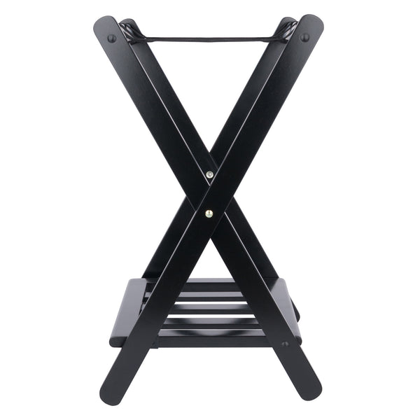 Winsome Wood Raya Luggage Rack With Shelf - Foldable Solid Wood Stand, Black, Ideal For Guest Rooms & Storage Black Solid Wood ,Nylon 29322-winsome-wood