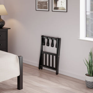 Winsome Wood Raya Luggage Rack With Shelf - Foldable Solid Wood Stand, Black, Ideal For Guest Rooms & Storage Black Solid Wood ,Nylon 29322-winsome-wood