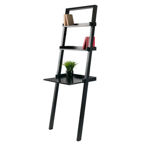 Winsome Wood Bellamy Leaning Desk With Shelves - Stylish Black Space-saver For Home Office & Modern Decor Black Solid ,Composite Wood 29323-winsome-wood