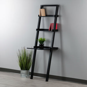 Winsome Wood Bellamy Leaning Desk With Shelves - Stylish Black Space-saver For Home Office & Modern Decor Black Solid ,Composite Wood 29323-winsome-wood