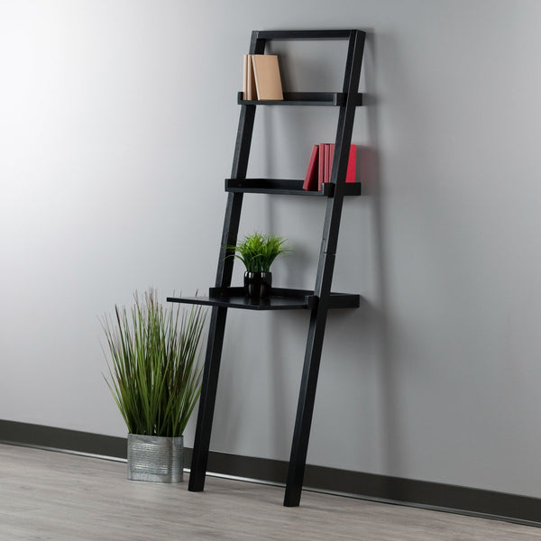 Winsome Wood Bellamy Leaning Desk With Shelves - Stylish Black Space-saver For Home Office & Modern Decor Black Solid ,Composite Wood 29323-winsome-wood