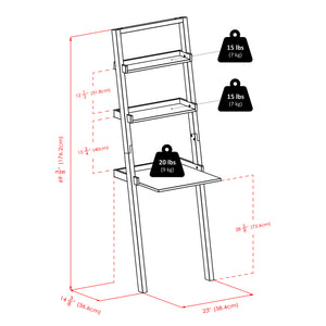 Winsome Wood Bellamy Leaning Desk With Shelves - Stylish Black Space-saver For Home Office & Modern Decor Black Solid ,Composite Wood 29323-winsome-wood