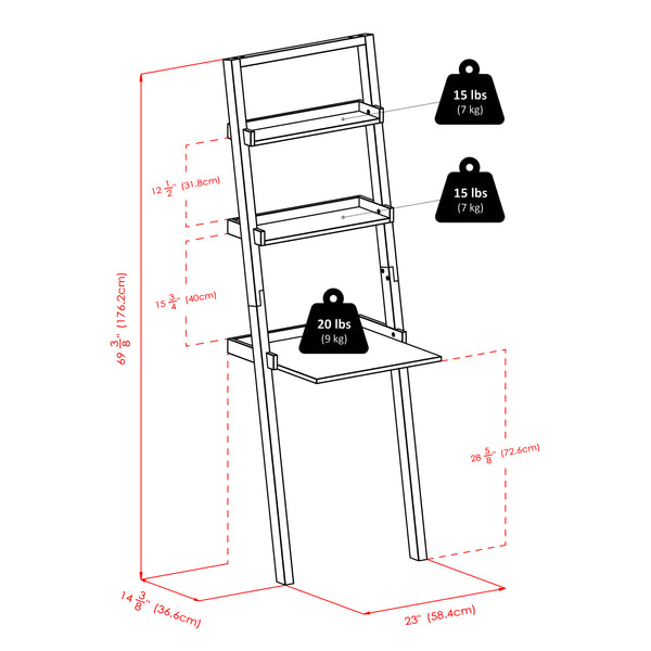 Winsome Wood Bellamy Leaning Desk With Shelves - Stylish Black Space-saver For Home Office & Modern Decor Black Solid ,Composite Wood 29323-winsome-wood