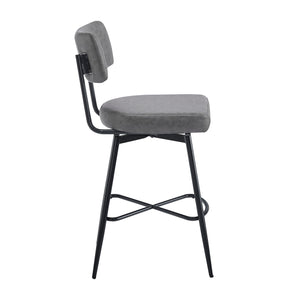 English Elm Christopher Knight Home® - 26''Retro Curved Back Swivel Counter Stools Set of 2 with Bowknot Footrest Smooth PU Leather Comfort Grey N780P199991G