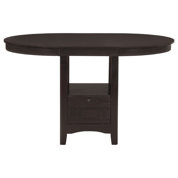 English Elm Danford Espresso Pedestal Counter Dining Set with Storage Base and Leatherette Stools B062S01104