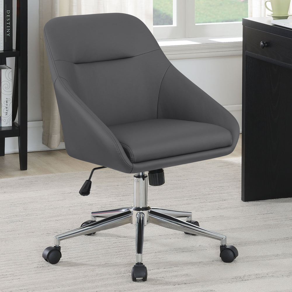 English Elm Jackman Grey Upholstered Desk Chair with Adjustable Height, Smooth Casters & Plush Leatherette Comfort B062P344935