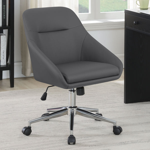 English Elm Jackman Grey Upholstered Desk Chair with Adjustable Height, Smooth Casters & Plush Leatherette Comfort B062P344935