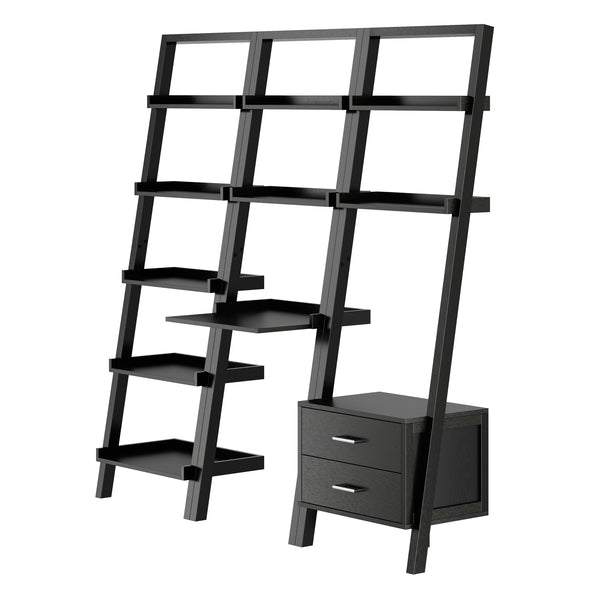 Winsome Wood Bellamy 3-piece Leaning Desk & Shelf Set In Sleek Black - Stylish Storage & Workspace For Small Rooms Black Solid ,Composite Wood 29335-winsome-wood