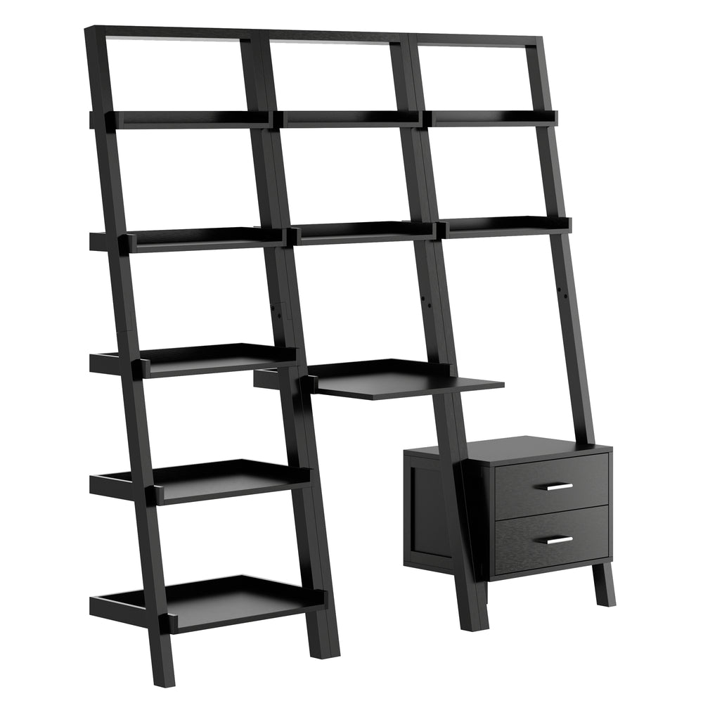 Winsome Wood Bellamy 3-piece Leaning Desk & Shelf Set In Sleek Black - Stylish Storage & Workspace For Small Rooms Black Solid ,Composite Wood 29335-winsome-wood