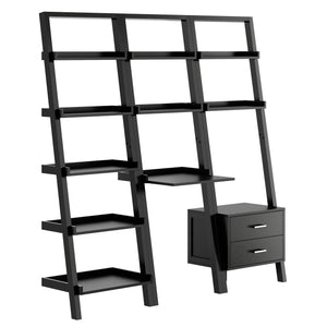 Winsome Wood Bellamy 3-piece Leaning Desk & Shelf Set In Sleek Black - Stylish Storage & Workspace For Small Rooms Black Solid ,Composite Wood 29335-winsome-wood