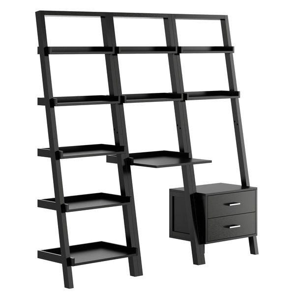 Winsome Wood Bellamy 3-piece Leaning Desk & Shelf Set In Sleek Black - Stylish Storage & Workspace For Small Rooms Black Solid ,Composite Wood 29335-winsome-wood