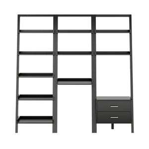 Winsome Wood Bellamy 3-piece Leaning Desk & Shelf Set In Sleek Black - Stylish Storage & Workspace For Small Rooms Black Solid ,Composite Wood 29335-winsome-wood