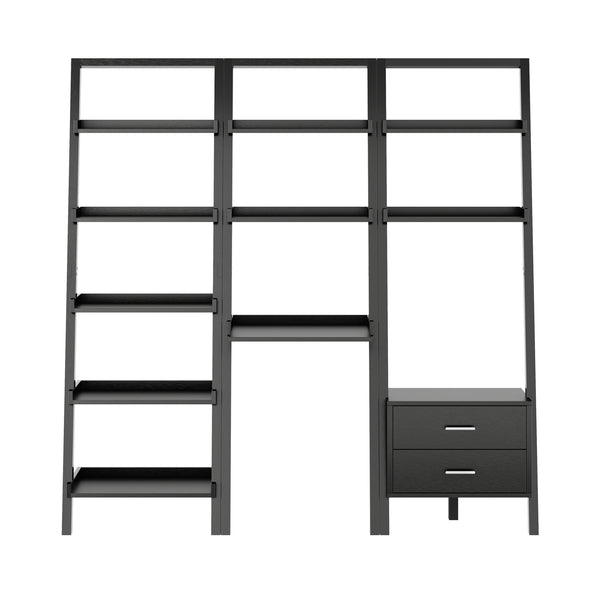Winsome Wood Bellamy 3-piece Leaning Desk & Shelf Set In Sleek Black - Stylish Storage & Workspace For Small Rooms Black Solid ,Composite Wood 29335-winsome-wood