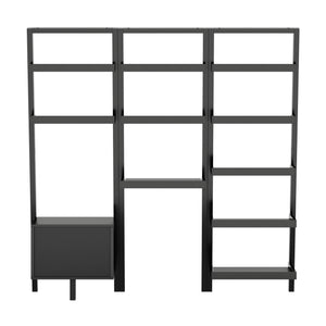 Winsome Wood Bellamy 3-piece Leaning Desk & Shelf Set In Sleek Black - Stylish Storage & Workspace For Small Rooms Black Solid ,Composite Wood 29335-winsome-wood