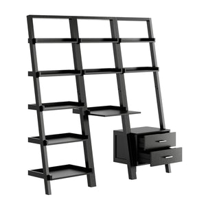 Winsome Wood Bellamy 3-piece Leaning Desk & Shelf Set In Sleek Black - Stylish Storage & Workspace For Small Rooms Black Solid ,Composite Wood 29335-winsome-wood