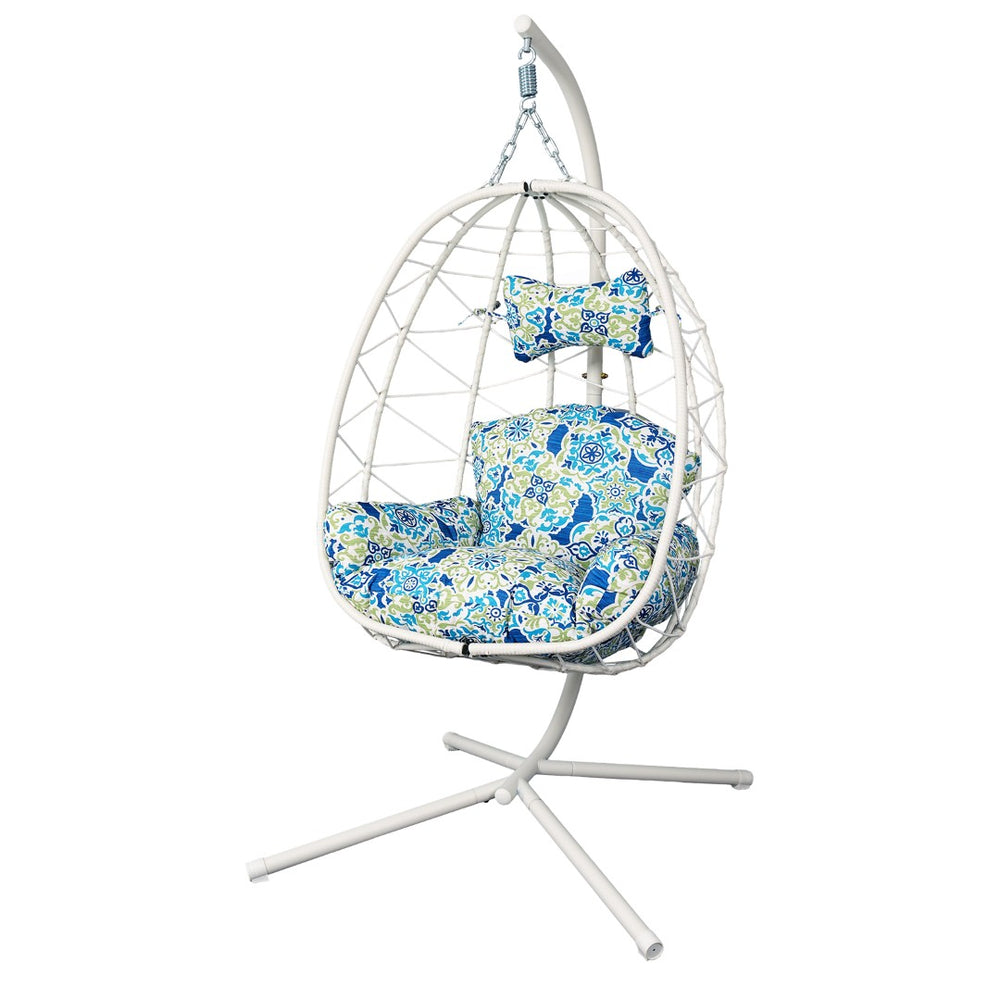 English Elm Hanging Egg Swing Chair Pe Wicker Stand Ergonomic Cradle for Patio or Bedroom T5880P497561