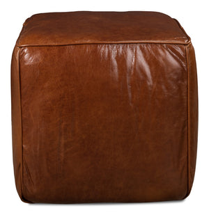Sarreid Leather Sitting Cube - Stylish Bismark Old Bay Leather Accent For Modern Home Decor & Comfort Brown  29340