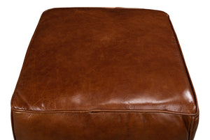 Sarreid Leather Sitting Cube - Stylish Bismark Old Bay Leather Accent For Modern Home Decor & Comfort Brown  29340