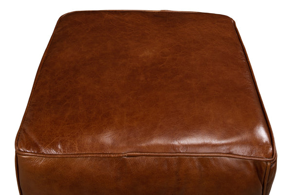Sarreid Leather Sitting Cube - Stylish Bismark Old Bay Leather Accent For Modern Home Decor & Comfort Brown  29340