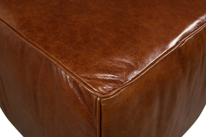 Sarreid Leather Sitting Cube - Stylish Bismark Old Bay Leather Accent For Modern Home Decor & Comfort Brown  29340