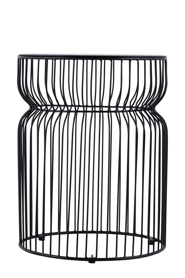 English Elm ET901 Sleek Contemporary Metal Frame End Table with Tinted Tempered Glass Top, 21" Height, Modern Accent Black B009P306197