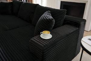 English Elm L-Shaped Modular Cloud Sectional Sofa – No Assembly, Plush Sleeper For Living Room & Bedroom, Black W2339P294920