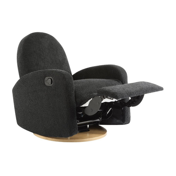 English Elm 360 Swivel Glider Recliner with Solid Wood Base Contemporary Upholstered Lounge Chair Black N771P363407H