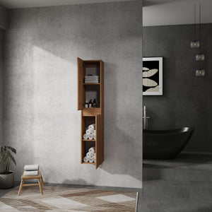 English Elm 12" Bathroom Side Cabinet - Sleek Wall-Mounted Organizer With Soft-Close Doors & Stylish Design W999S00216